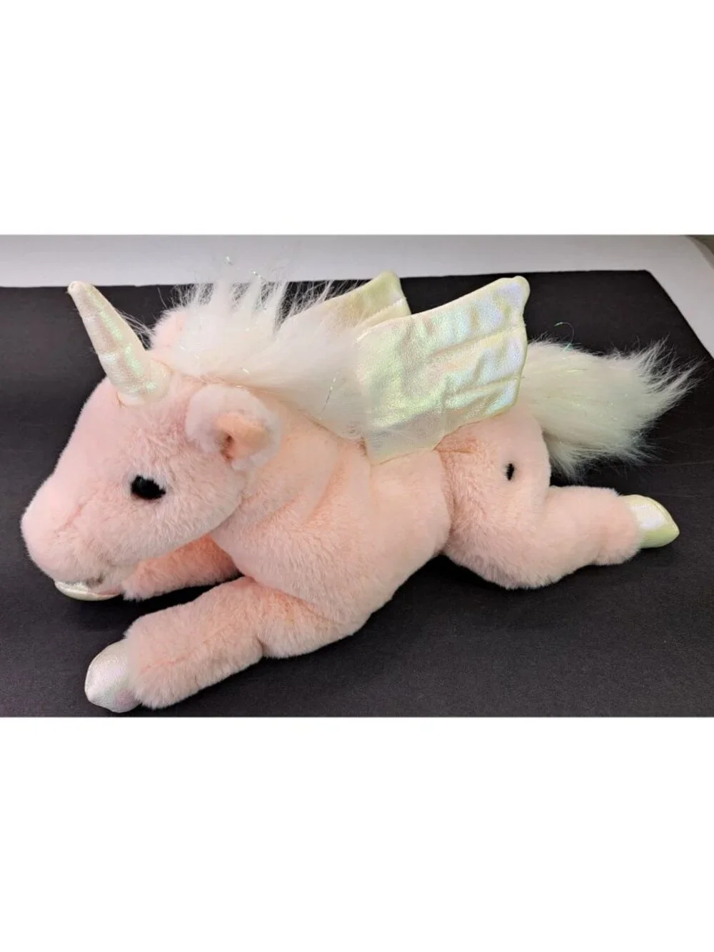 FAO Schwarz Pink Plush Unicorn Pegasus Stuffed Animal Iridescent Horn Wings 14